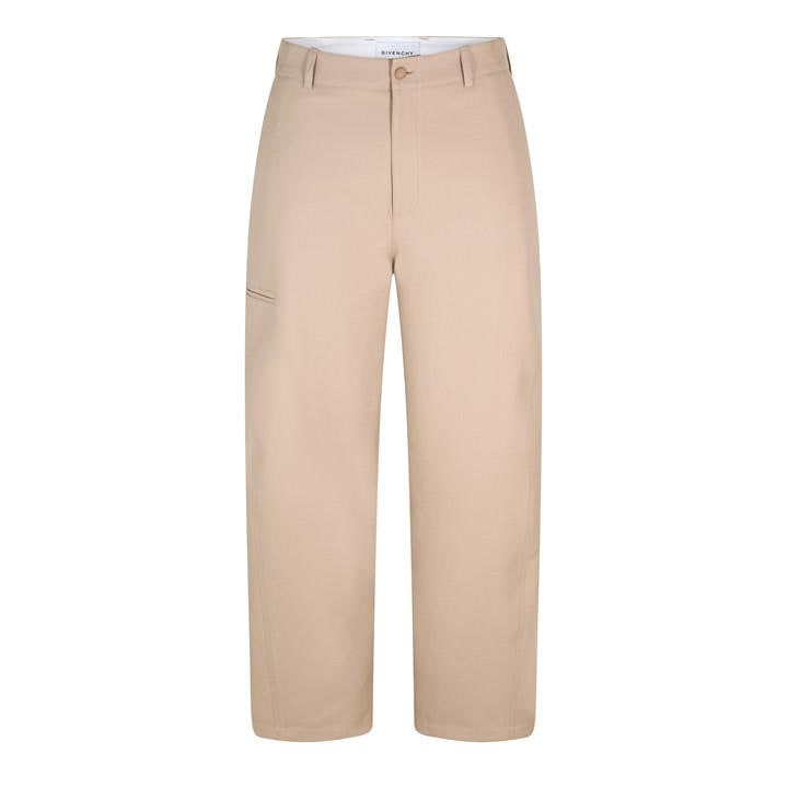 Givenchy Men's Beige Giv Logo Workwear Cargo Trousers - S