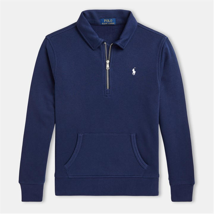 POLO RALPH LAUREN French Terry Collared Sweatshirt – Blue POLO RALPH LAUREN French Terry Collared Sweatshirt – Blue