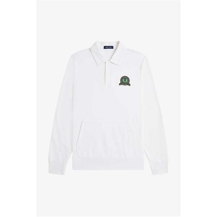 Fred Perry Men's White Fred Badge Collr Swt Sn54 Large