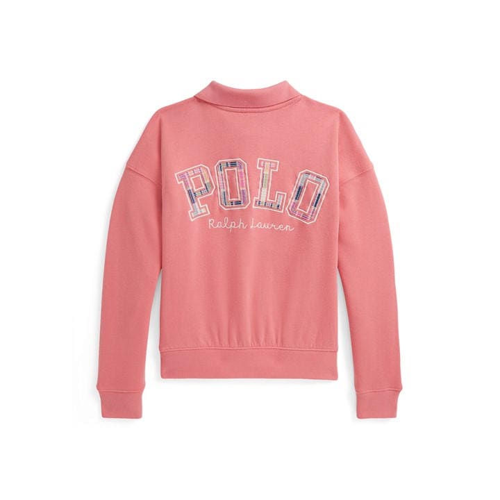 Polo Ralph Lauren Girls Pink Kids' Logo Long Sleeve Relaxed Fit Crew Sweatshirt - 8 - 9 Years