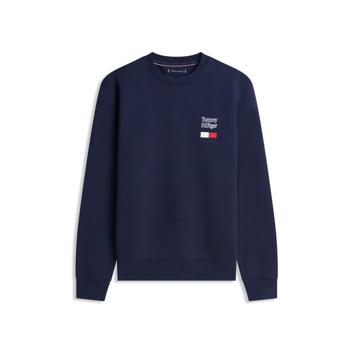 Tommy Hilfiger Men's Blue Tommy Embro Flag Crw Sn61