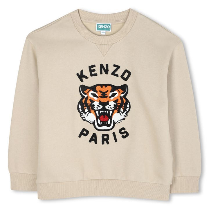 Kenzo  Kids Beige ' Tiger Embroidered Crew Sweatshirt - 9 - 10 Years