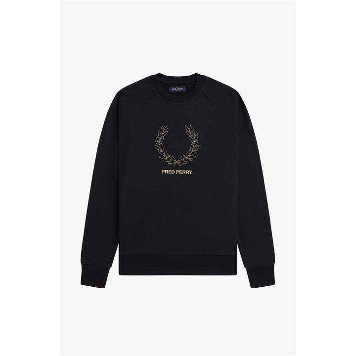 Fred Perry Men's Black Fred Mid Logo Sweat Sn61