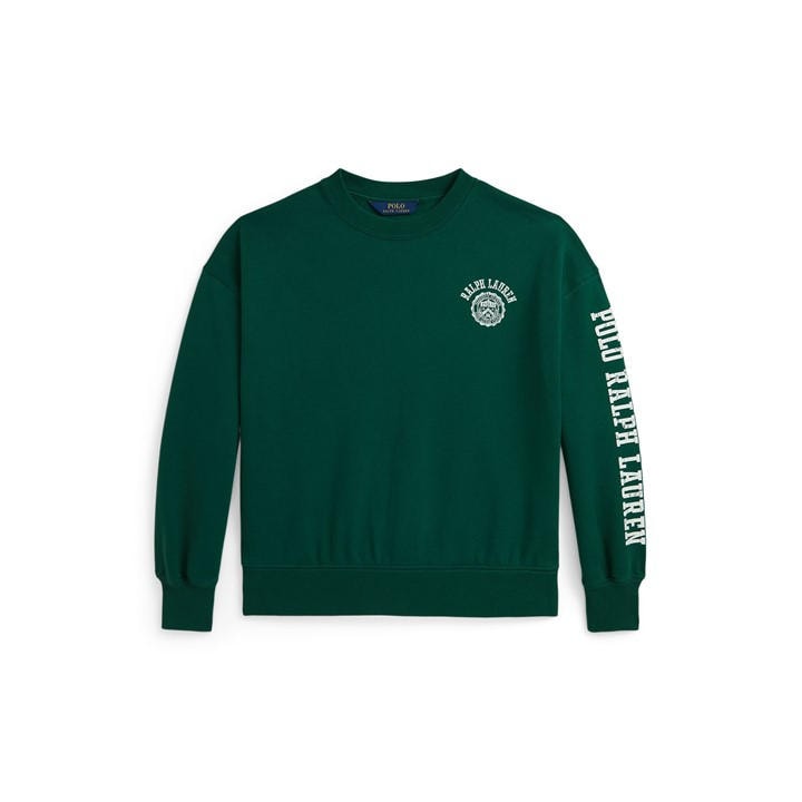 Polo Ralph Lauren Girls Green Kids' Crew Neck Embroidered Logo Sweatshirt - 8 - 9 Years