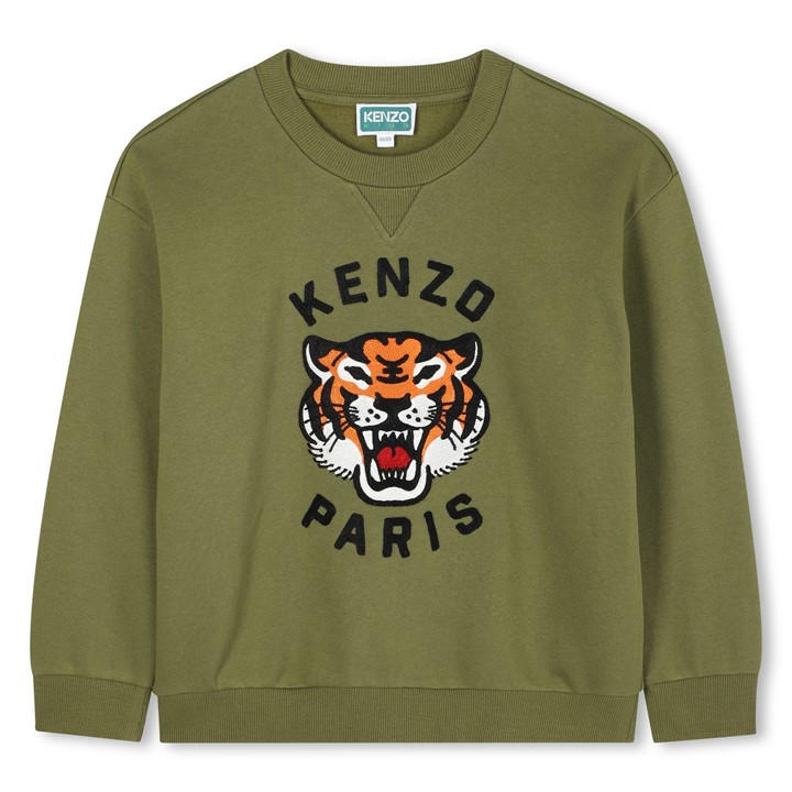 Kenzo Boys Green Kids' Tiger Crew Sweatshirt - 8 - 9 Years