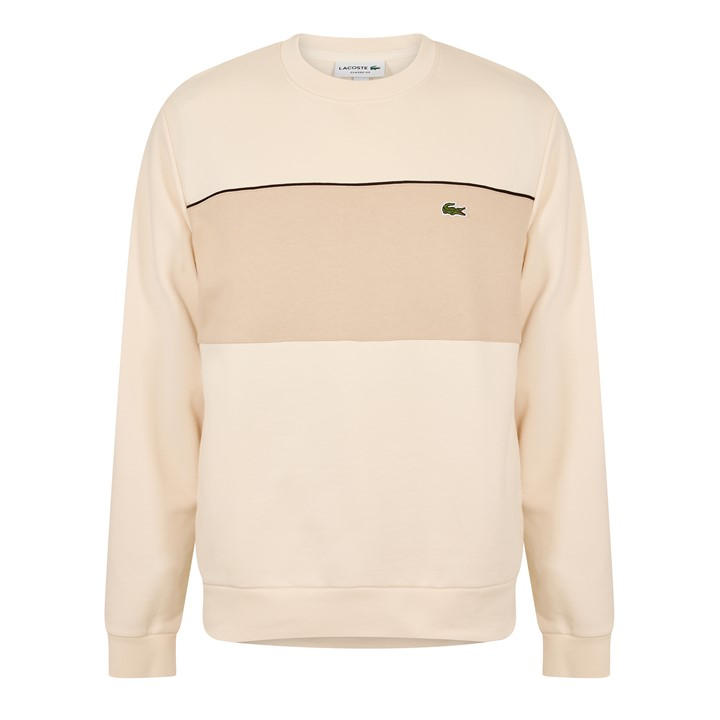 Lacoste Men's Beige Black Crew Sweatshirt - XL