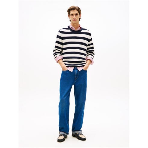 Tommy Hilfiger - Mens Crochet Stripe Relaxed Jumper