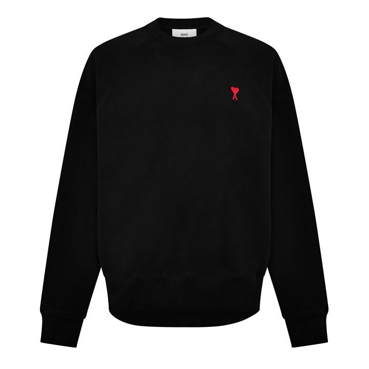 Ami Paris  Black De Coeur Crewneck - M