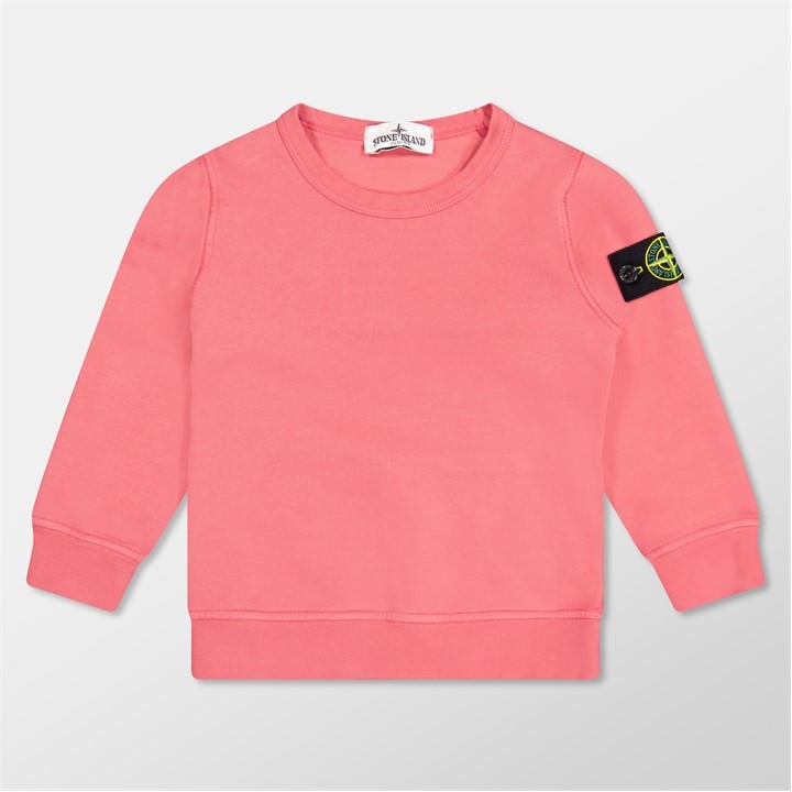 Stone Island Boys Red ' Plain Cotton Badge Crew Lightweight Jumper