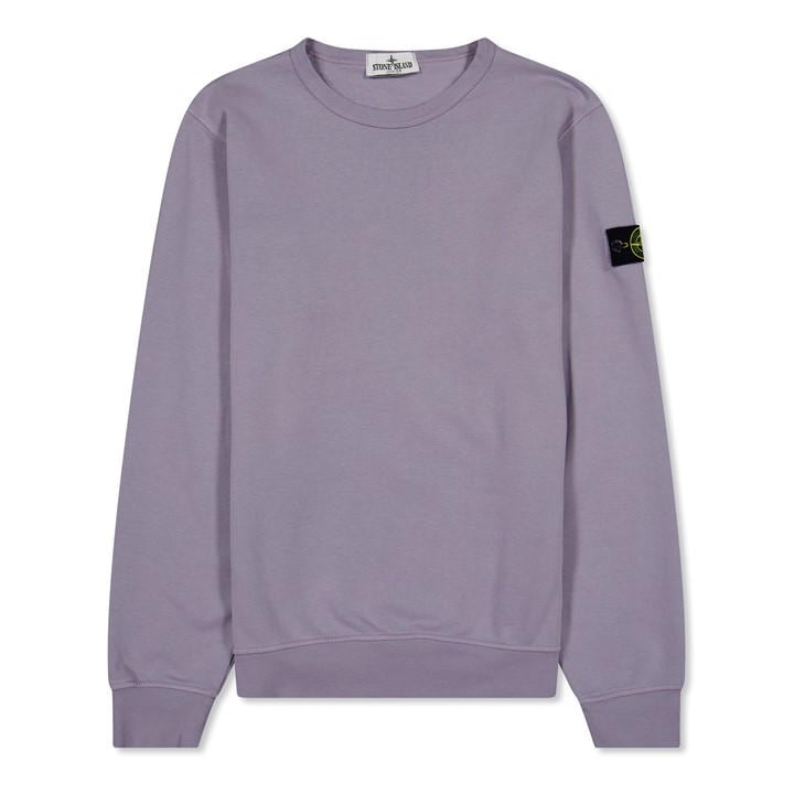 Stone Island Boys Purple ' Plain Cotton Badge Crew Lightweight Jumper