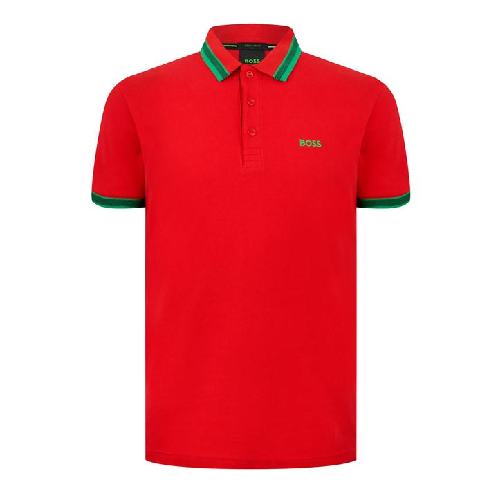 Boss Men's Red Paddy Polo Shirt Medium