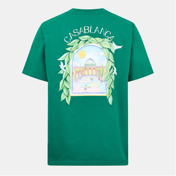 Casablanca Men's Green Graphic Cotton L'arche Tennis Club T-Shirt Extra Large