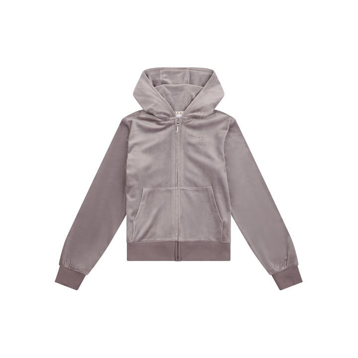 Juicy Couture Girls Grey Velvet Diamante Hoodie Juniors Size 15