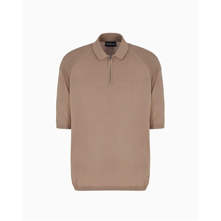 Emporio Armani Men's Beige Short Sleeve Polo Shirt - L
