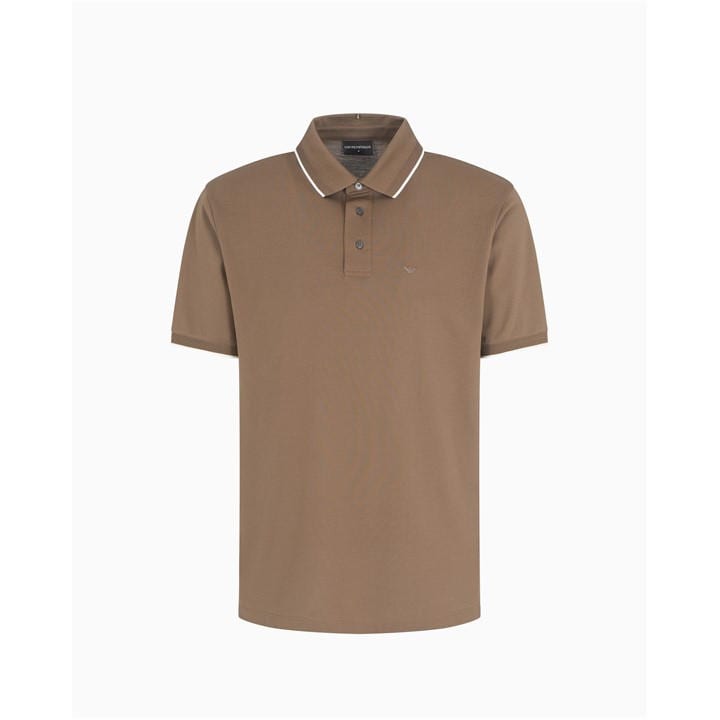 Emporio Armani Men's Beige Short-Sleeve Polo Shirt - L