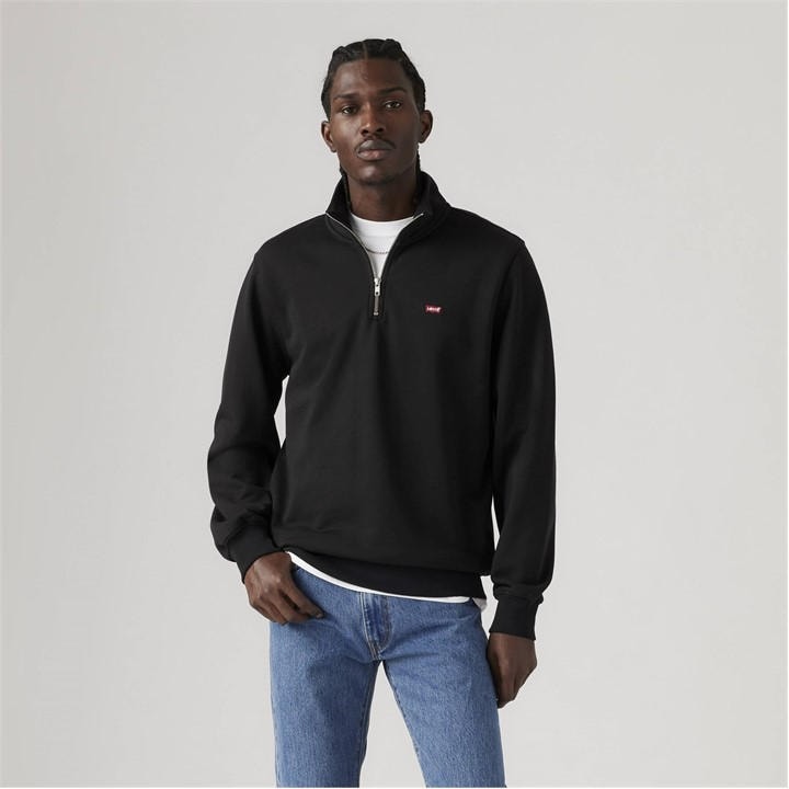 Levis Men's Black Quarter Zip Sweatshirt Large