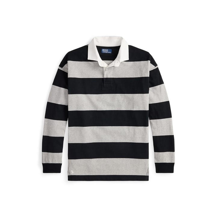Polo Ralph Lauren Men's Grey Stripe Rugby Shirt - XL