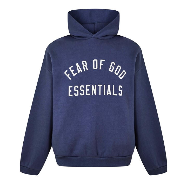 Fear Of God Essentials Men's Blue Logo Hoodie Extra Small