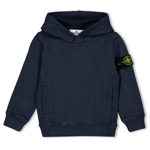 STONE ISLAND - Kids' Badge Over the Head Heavyweight Cotton Hoodie