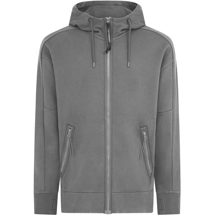 Cp Company Men's Grey Goggle Full-Zip Hoodie