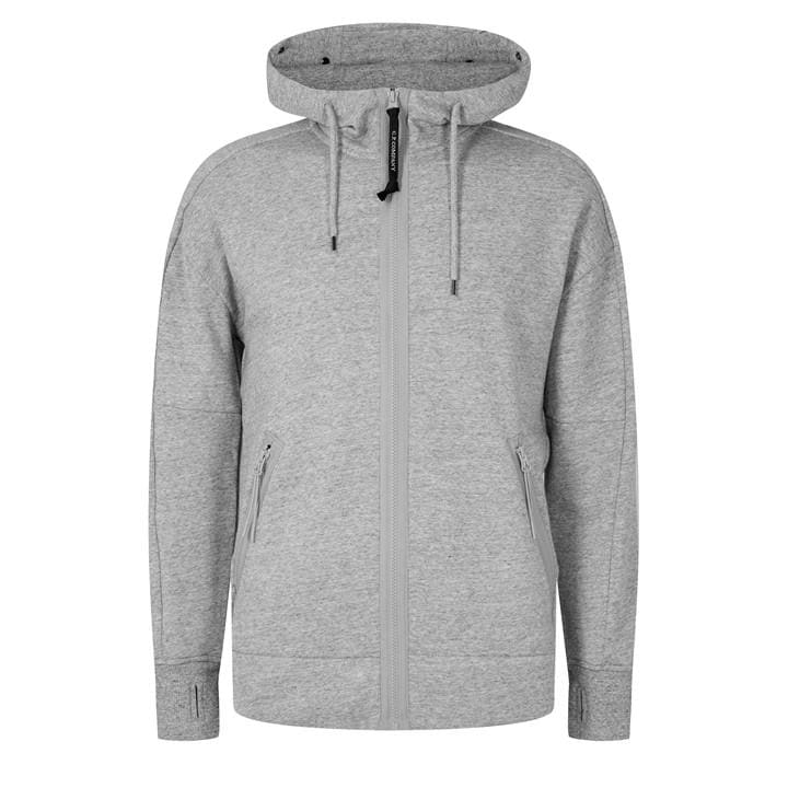 Cp Company Men's Grey Goggle Full-Zip Hoodie