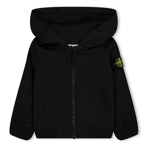 STONE ISLAND - Boys' Badge Logo Cotton Zip Hoodie