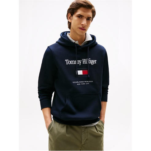Tommy Hilfiger - Men's Embro Flag Pull Over Hoodie