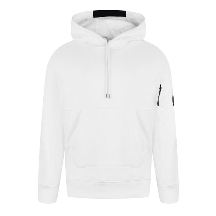 Cp Company Mens White Diagonal Raised Fleece Hoodie - 2XL