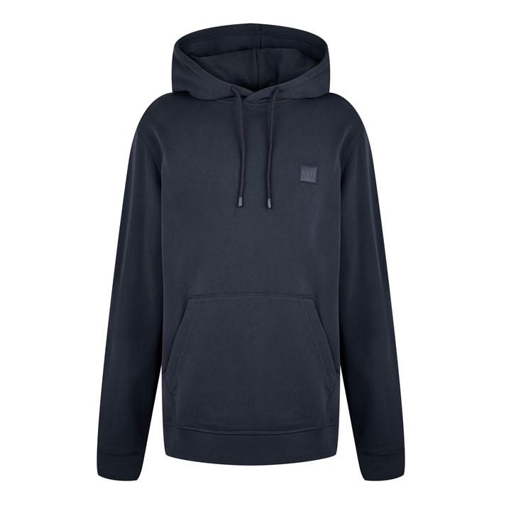 Boss Men's Blue Wetalk Logo Patch Hoodie Extra Small