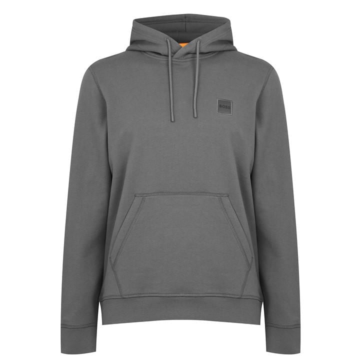 Boss Men's Grey Wetalk Logo Patch Hoodie Extra Large