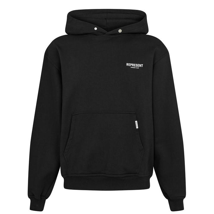 Represent Men's Black Logo Cotton Owners Club Hoodie Medium