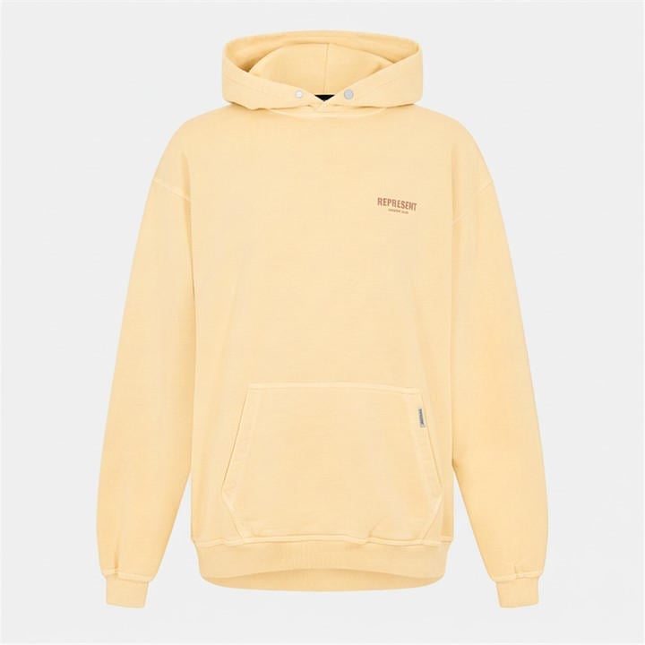 Represent Men's Yellow Logo Cotton Owners Club Hoodie Medium
