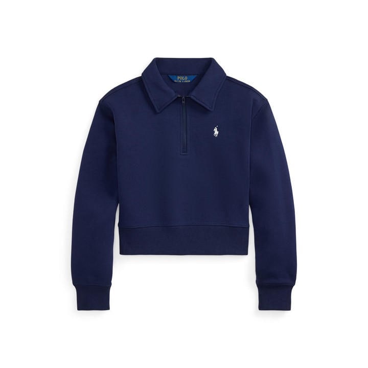 Polo Ralph Lauren Girls Blue Kids' 1/4 Zip Fleece - 9 - 10 Years