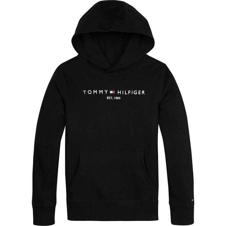 Tommy Hilfiger Unisex Kids Black Tommy Logo Hoodie Size 7
