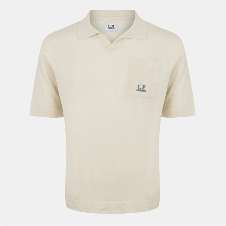 Cp Company Men's White Knit Polo Shirt 2XL