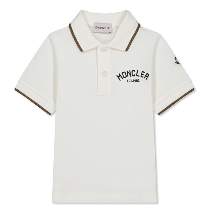 Moncler Boys White Ss Logo Polo Jn44 - Size 9