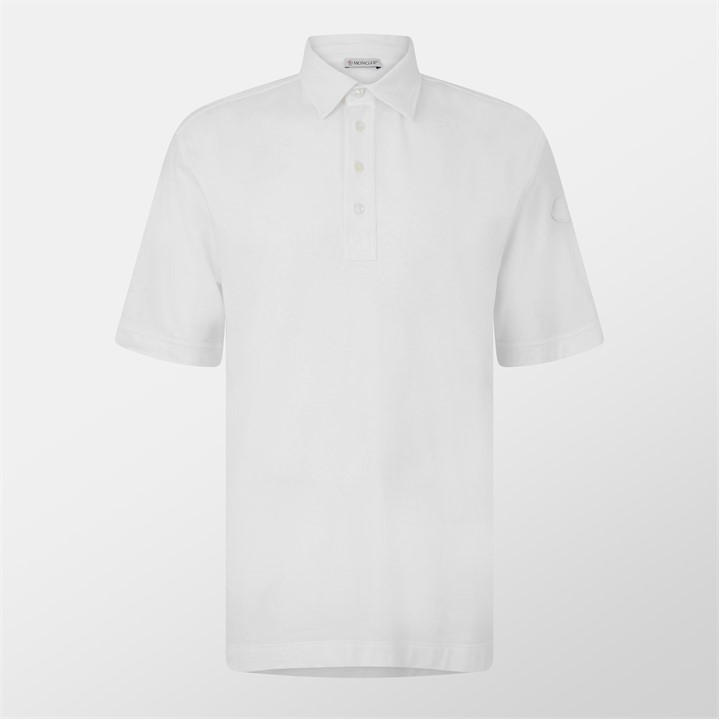 Moncler Men's White Edit Ss Polo Small