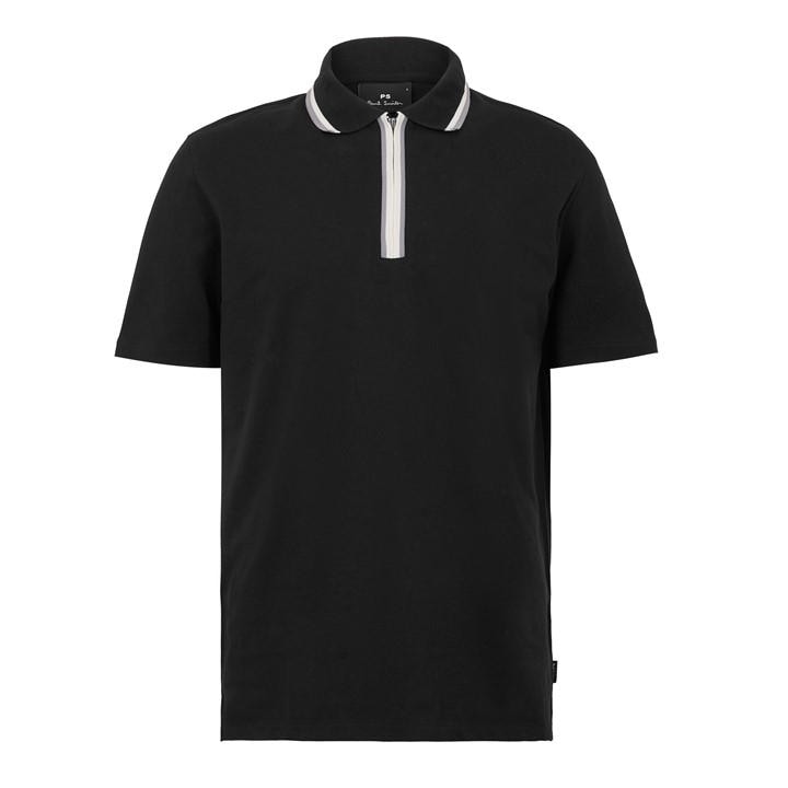 Ps Paul Smith Men's Black Ps Zip Tip Polo