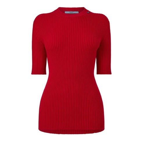 PRADA - Women's Ribbed Cotton Short-Sleeve Polo