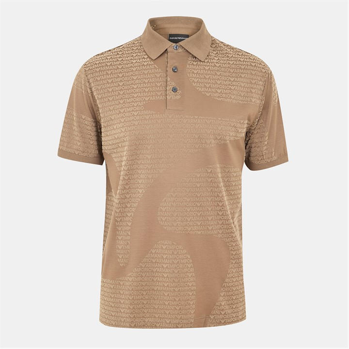 Emporio Armani Men's Beige Short-Sleeve Polo Shirt - S