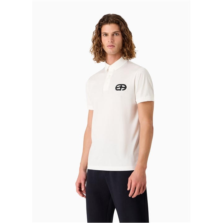 Emporio Armani Men's White Short-Sleeve Polo Shirt - L