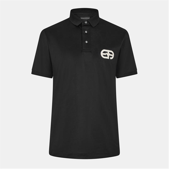 Emporio Armani Men's Black Short-Sleeve Polo Shirt - L