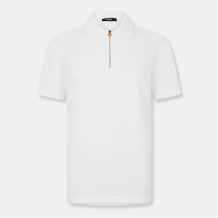 Versace Men's White Short Sleeve Polo Shirt - L