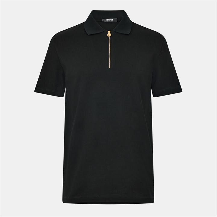 Versace Men's Black Short Sleeve Polo Shirt - M