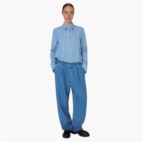 STELLA NOVA - Stella Nova Washed Blue Low-Waist Pants with Scallop Edge - Light Blue
