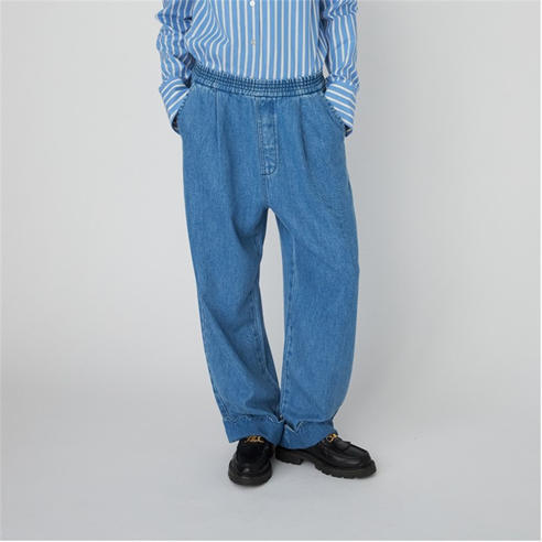STELLA NOVA - Stella Nova Washed Blue Low-Waist Pants with Scallop Edge - Light Blue