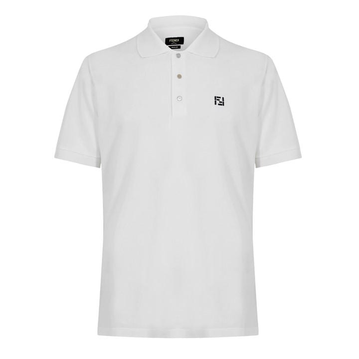 Fendi Men's White Short Sleeve Polo Shirt - M