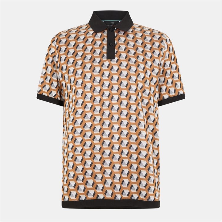 Ted Baker Men's Brown Jacquard Polo Medium