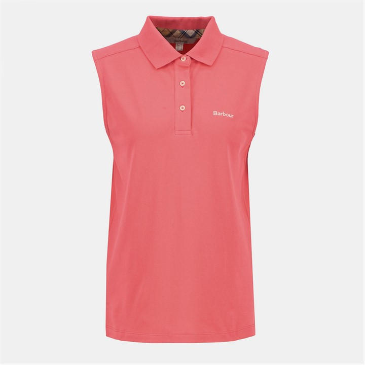Barbour Women's Pink Bowford Sleeveless Polo Shirt Size 12