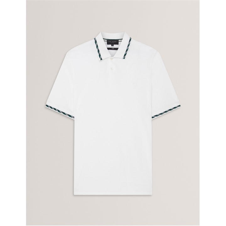 Ted Baker Men's White Jacquard Short-Sleeve Polo Shirt